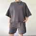 Women's casual suits for women half-sleeved round neck loose short-sleeved drawstring shorts two-piece suit_ecoleips.com