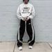 Fashion Brand American Hip Hop Casual Sports Pants Men And Women Personality Street Loose Straight Side Striped Sweatpants Trousers Cross Border_ecoleips.com
