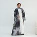 Modest Abaya Dress Elegant Marble Print Scarf & Cardigan Set – Stylish Two-Piece Headscarf With Open Front Knitwear For Women_ecoleips.com