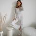 White Knitted Printed Sleeve Long Pants Loose Pajamas Two-Piece Set 2026 European And American Autumn Winter New Women's_ecoleips.com