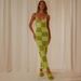 Women's Sexy Floral Print Bodycon Long Dress – A-Line Stretchy Polyester Maxi Dress With Adjustable Straps, Slim Fit For Party/Date Night_ecoleips.com