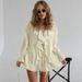 European And American Design Sense Ruffled Fashion Casual Set 2025 Spring Summer New Lace-Up Cardigan Top Shorts Women's_ecoleips.com