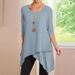 Women's Clothing Spring And Autumn New Color Long Sleeved Round Neck Irregular T Shirt_ecoleips.com