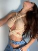 Women Strappy Cross Over Front Cut Out Halter Neck Sleeveless Backless Wrap Crop Top Bandage Vest Summer Sexy Tops Woman Clothes_ecoleips.com
