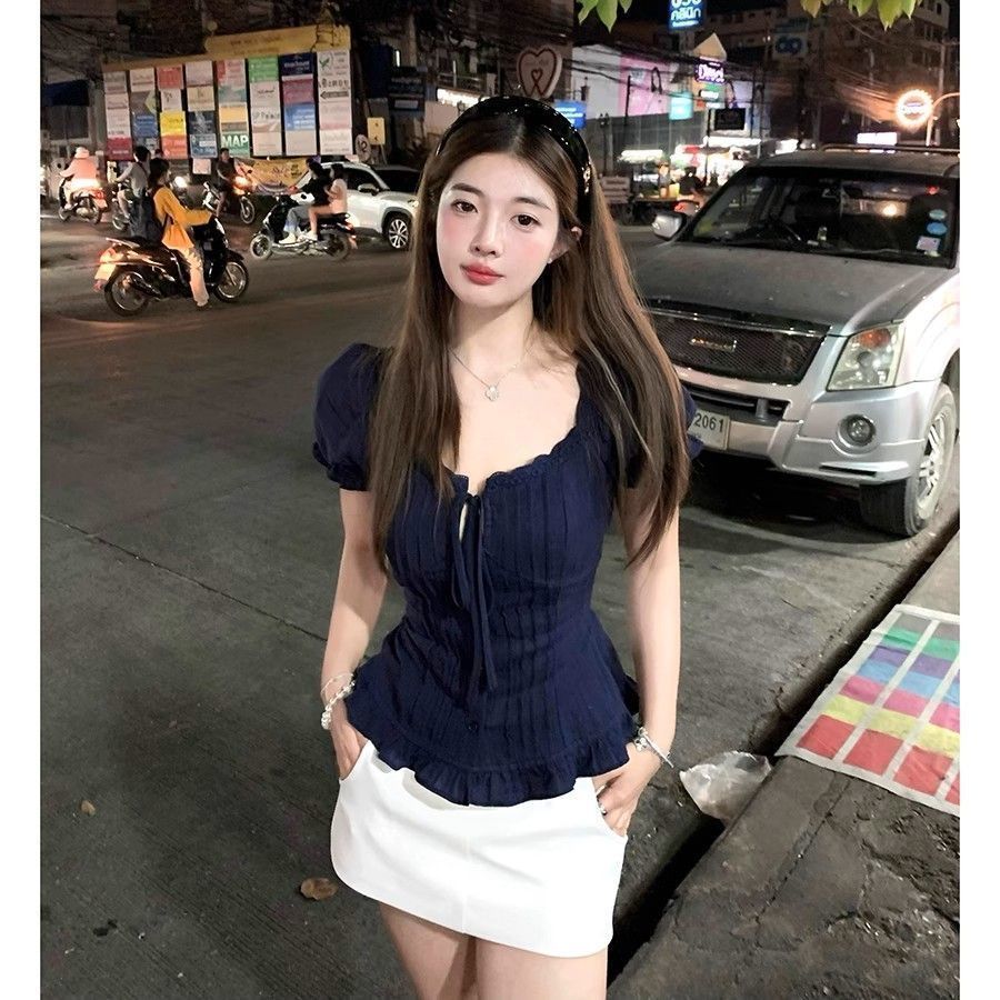 Plus-size Women's Clothing 2025 Summer New Style French Bow Design Versatile Top Short-sleeve Shirt Trendy_ecoleips.com