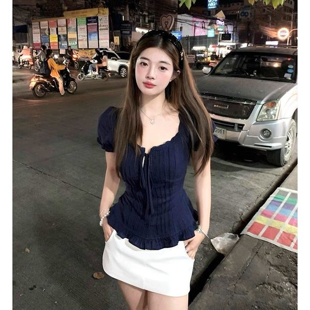 Plus-size Women's Clothing 2025 Summer New Style French Bow Design Versatile Top Short-sleeve Shirt Trendy_ecoleips.com