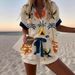 2025 Spring/Summer Fashion Women's Printed Loose Shorts Short Sleeve Shirt With POD Customization_ecoleips.com