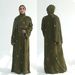 Elegant Embroidered Plus Size Kaftan Dress Boho Chic Long Sleeve Tunic For Women Open Front Optional Scarf Coffee Army Green Lilac_ecoleips.com