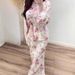 Vintage Floral Print Long Sleeve Maxi Dress Set - Soft Feminine Two-Piece Outfit With Lantern Sleeves & Tie Waist_ecoleips.com