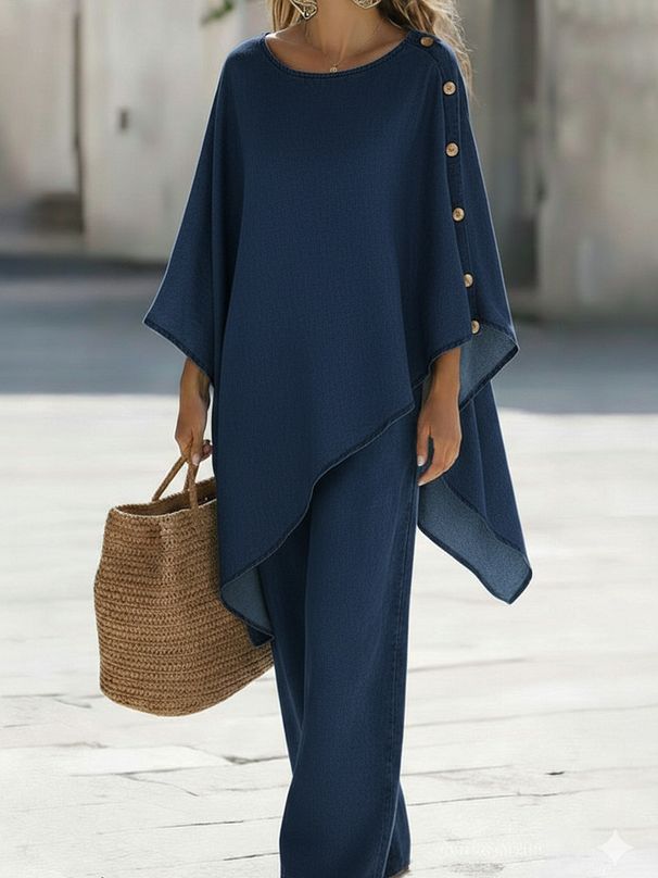 Women's Clothing Women's Casual Loose Denim Two Piece Set Solid Color Spring/Summer For Formal & Casual For Women_ecoleips.com