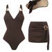 Women's High-Waisted One-Piece Swimsuit Sexy Beachwear Hot Spring Bathing Suit Casual Comfortable Swimwear_ecoleips.com