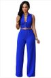 Women's Clothing Breasted High Waist Belted Wide Leg Pants Jumpsuit_ecoleips.com