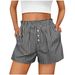New Hot Selling Women's Clothing Striped Button Casual Commuter Shorts Women_ecoleips.com