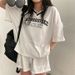 Women's Summer Korean Style Sportswear Set Fashion Short Sleeved Top And Short Shorts Casual Slimming Two-Piece Outfit_ecoleips.com