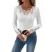 European American Cross-border 2026 Autumn Winter New Elegant Women's Top With Lace Trim On The Collar Cuffs And_ecoleips.com
