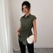 2026 European And American Fashion Loose-Fit Waist-Cinching Single-Breasted Solid Color POLO Collar_ecoleips.com
