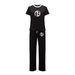 Casual Short Sleeve T-Shirt & Lounge Pants Set – Soft Cotton Two-Piece Outfit For Women (Black/White, S-XL)_ecoleips.com