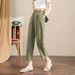 Suitable For All Seasons Cotton Casual For Women, Summer Thin Loose High Waist Pants, Slimming Versatile Nine-point Petite Linen Wide-leg Pants_ecoleips.com