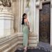 AC022 European And American Summer New Women's Solid Color One-Shoulder Sleeveless Ruched Slit Elegant Dress_ecoleips.com