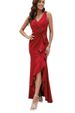ng2510292 445 Cross-border V-neck Sleeveless Slim-fit Elegant European And American Style Ruffled Slit Long Evening Dress_ecoleips.com