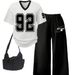 2-Piece Y2K Football Jersey T-Shirt & Straight-Leg Sweatpants Set - Retro Sporty Outfit For Men & Women_ecoleips.com