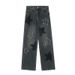Women's Star Denim Cargo Pants, Autumn American Retro Street Style, Draped High Waist Loose Straight Wide Leg Long_ecoleips.com