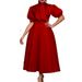 C8481 European And American Women's Fashion 2022 New Elegant Lace-up Bow Mid-length African Foreign Trade Dress_ecoleips.com