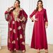 Women’s Clothing new Muslim robe hot stamping Arab women's loose two piece dress_ecoleips.com