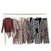 Cozy Winter Lounge Set For Women - Oversized Cardigan, Knit Top & Wide-Leg Pants (Striped/Checkered, One Size, Polyester)_ecoleips.com
