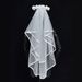 Double Layer Floral Veil With Handmade White Roses – Elegant Bridal Hairpiece For Wedding & Photography (Korean-Style)_ecoleips.com