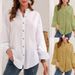 Women's Clothing New Solid Color Long Sleeved Shirt Cotton And Linen Shirt Cardigan_ecoleips.com