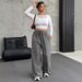 Relaxed Straight-Leg Pants With Drawstring Waist – Polyester-Spandex Blend Casual Trousers For Women (S-3XL, Gray/Black/Brown, Comfort Stretch)_ecoleips.com