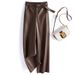 Aria Basics 2025 Spring New Haining Genuine Leather For Women, High-Waisted Straight-Leg Trousers, Loose Slim-Fit Narrow Wide-Leg_ecoleips.com