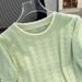 Fresh Hollow Quality Round Neck Short Sleeve T Shirt Small Shirt Versatile Slim Ice Silk Knitted Sweater Top_ecoleips.com