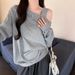 European American Style Solid Color Real-shot Chinese Cotton Composite Loose-fit Sweatshirt Women With Off-shoulder_ecoleips.com