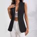 Women's Sleeveless Round Neck Single Button Jacket , Lightweight Polyester, Casual & Sexy_ecoleips.com