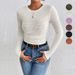 Cross-border Foreign Trade Slim-fit Popular On . In Europe And America, Solid Color Knit Sweater, Round-neck_ecoleips.com