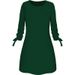 Autumn Solid Color Round Neck Dress Casual O-Neck Skirt Wholesale_ecoleips.com