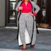Women's Houndstooth Trench Coat And Slim Fit Trousers Set Autumn/Winter Fashion Suit Mid-Length European American Style Polyester_ecoleips.com