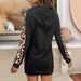 European American Cross-border Women's Spring And Autumn Fashion Long-sleeve Patchwork Design Comfortable Hooded Dress_ecoleips.com