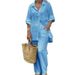 Women's Lapel Long Sleeved Cardigan And Pants Set Spring Summer Two-Piece Outfit Top Bottom Fashion_ecoleips.com