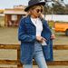 K New Versatile Slimming Retro Classic Loose Denim Jacket Top For Women. No Necklace, Glasses, Or Other Accessories_ecoleips.com