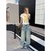 ICC Early Spring New Vintage Distressed Wide-leg Jeans For Women, High Street Style, Guangzhou Thirteen Lines 10736_ecoleips.com