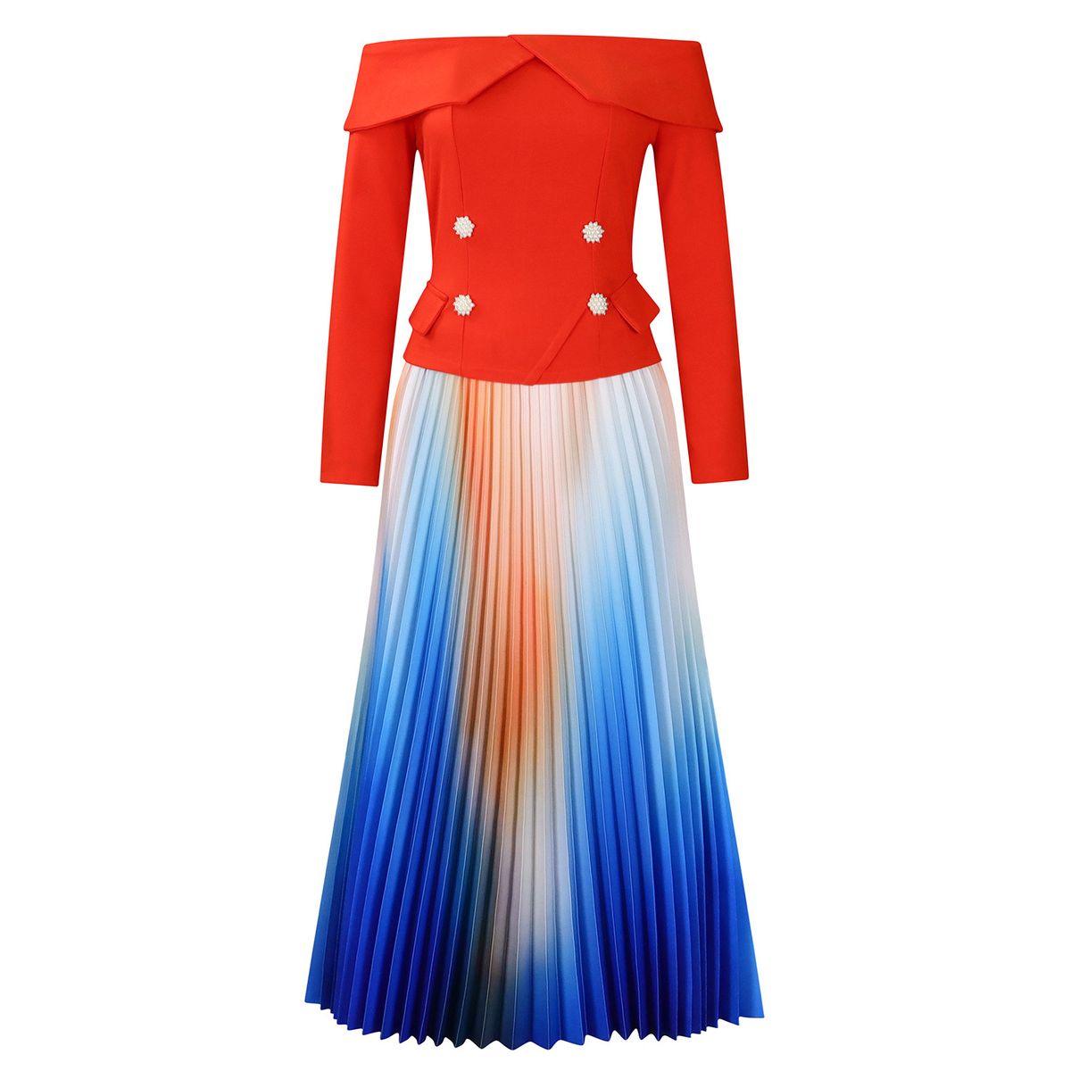 Women's Clothing Fashion Temperament Elegant One Shoulder Top Long Skirt Suit_ecoleips.com