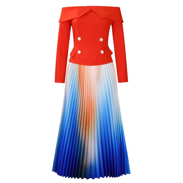Women's Clothing Fashion Temperament Elegant One Shoulder Top Long Skirt Suit_ecoleips.com