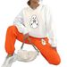 Women's Clothing Fashionable Crew Neck Sweatshirt Loose Fitting Autumn Winter Top Women's Casual Halloween Print Set_ecoleips.com
