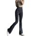 Leopard Print Flare Pants – High-Waisted Stretchy Bell Bottom Pants For Women (Coffee/Gray, M-XXL)_ecoleips.com