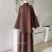 Verve 2025 Autumn Winter Muslim New Lazy Loose Slimming Versatile Fashion Solid Color Top And Skirt Set_ecoleips.com