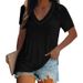 Women's Clothing Hot Sale Trend V Neck Solid Color Women's T Shirt Tops_ecoleips.com