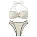 Women's Clothing Shell Edge Hanging Neck Tie Women's Swimwear Polyester Fabric With Chest Pad_ecoleips.com
